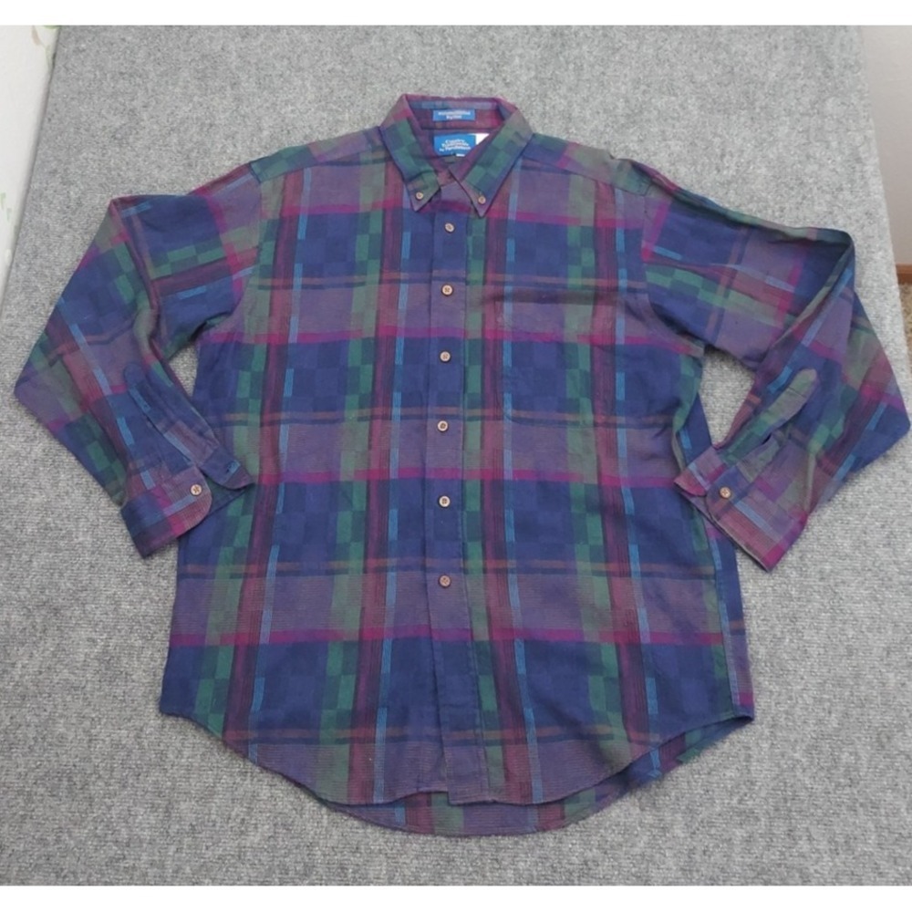 Pendleton Shirt Mens Large Purple Plaid Wool Blend Country Traditional Button Up